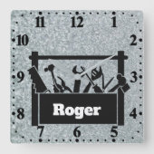 Galvanized metal with toolbox personalized vierkante klok (Voorkant)