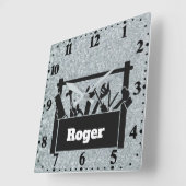 Galvanized metal with toolbox personalized vierkante klok (Hoek)
