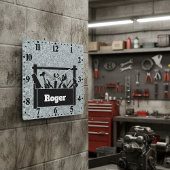 Galvanized metal with toolbox personalized vierkante klok