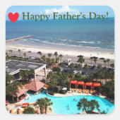 Galveston Beach "Fijne Vaderdag" Vierkante Sticker (Voorkant)