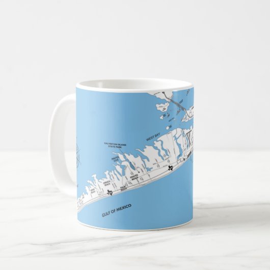 Galveston Beach Map Mug Koffiemok (Voorkant links)