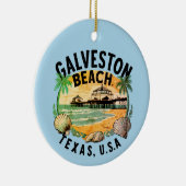 Galveston Beach Retro Vignette Keramisch Ornament (Rechts)