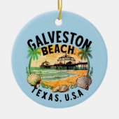 Galveston Beach Retro Vignette Keramisch Ornament (Voorkant)