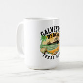 Galveston Beach Retro Vignette Koffiemok (Voorkant links)
