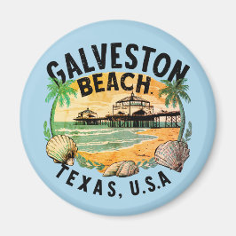 Galveston Beach Retro Vignette Magneet