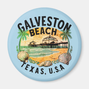 Galveston Beach Retro Vignette Magneet
