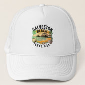 Galveston Beach Retro Vignette Trucker Pet (Voorkant)