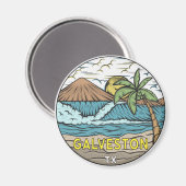 Galveston Beach Texas Magneet (Voorkant / Achterkant)