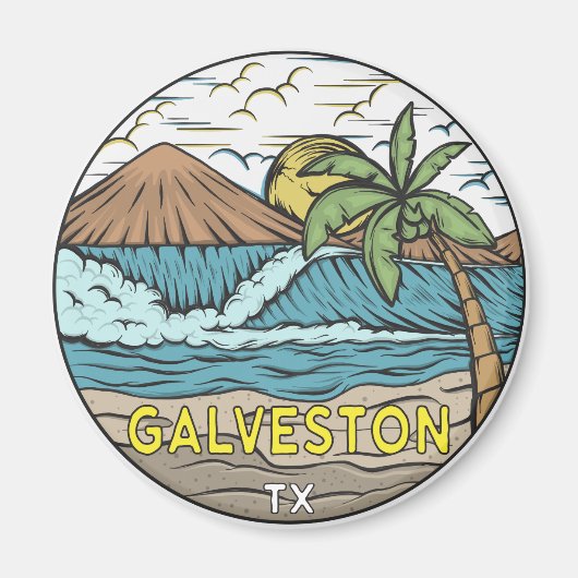 Galveston Beach Texas Magneet (Voorkant)