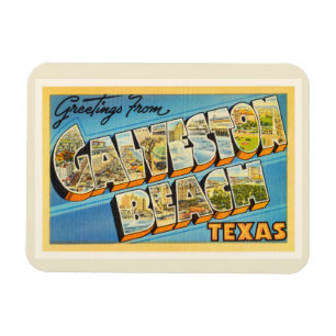 Galveston Beach Texas TX Vintage Travel Souvenir Magneet