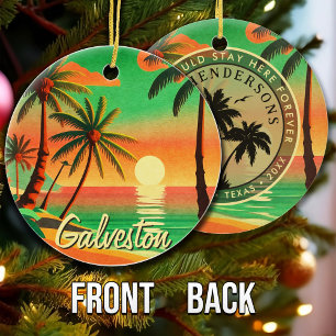 Galveston Beach Texas Vintage Travel Souvenir 60s Keramisch Ornament