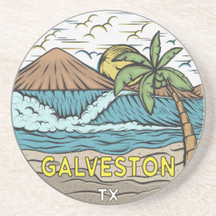 Galveston Beach Texas Zandsteen Onderzetter