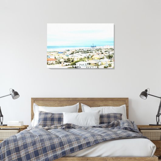 Galveston Coast, strand en stad uitzicht Canvas Afdruk (Insitu (Slaapkamer))