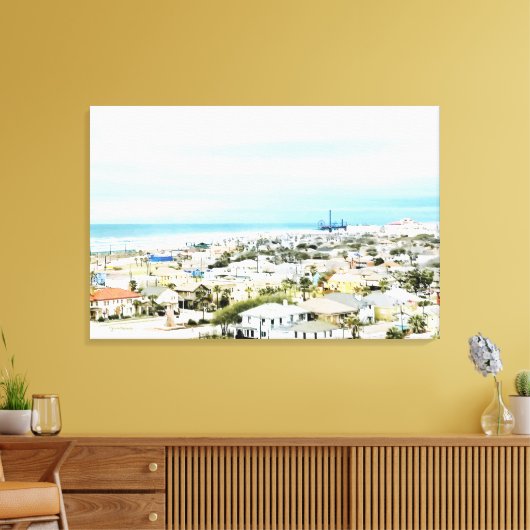 Galveston Coast, strand en stad uitzicht Canvas Afdruk (Insitu (Woonkamer))