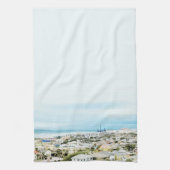 Galveston Coast, strand en stad uitzicht Theedoek (Verticaal)