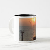 Galveston Gulf Sunset Birds Tweekleurige Koffiemok (Voorkant links)