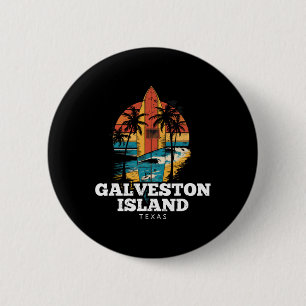 Galveston Island Strand Texas Surfplank Surfen Ret Ronde Button 5,7 Cm