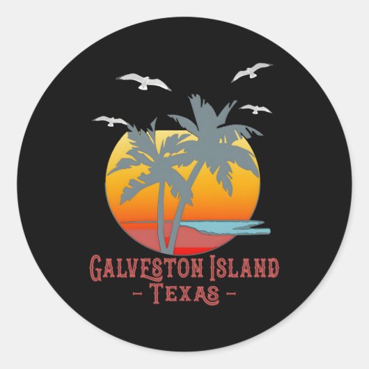 Galveston Island Texas Beach Ronde Sticker (Voorkant)