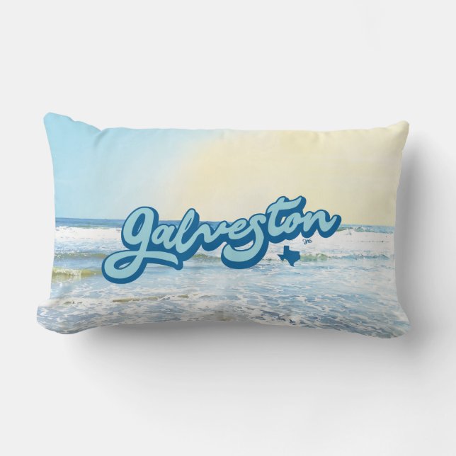 Galveston Island Texas (blauw) Kussen (Voorkant)