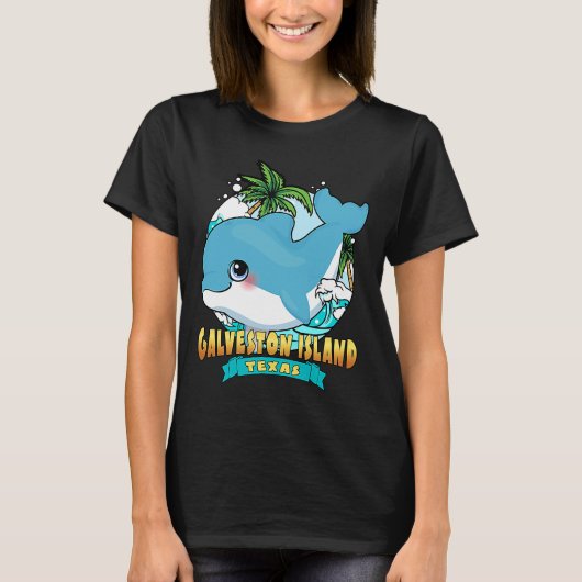 GALVESTON ISLAND TEXAS Cute Baby Dolphin Beach Sou T-shirt (Voorkant)