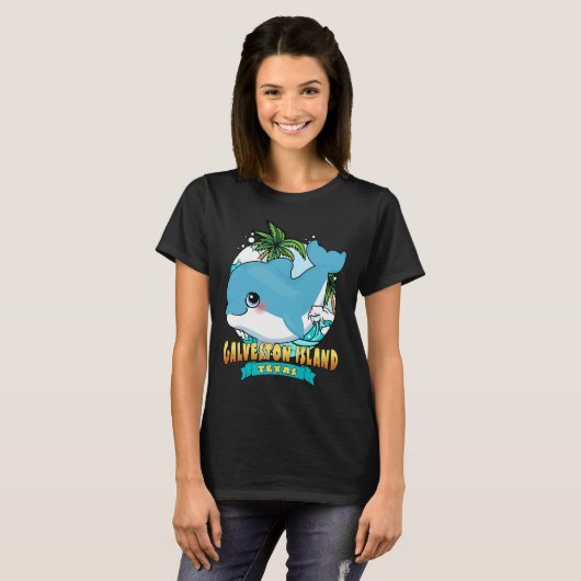 GALVESTON ISLAND TEXAS Cute Baby Dolphin Beach Sou T-shirt (Voorkant volledig)
