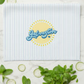 Galveston Island Texas met streep achtergrond Theedoek (Gevouwen)