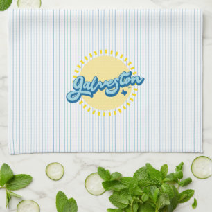 Galveston Island Texas met streep achtergrond Theedoek