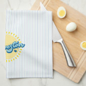 Galveston Island Texas met streep achtergrond Theedoek (Quarter Fold)