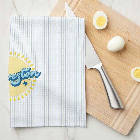 Galveston Island Texas met streep achtergrond Theedoek (Quarter Fold)