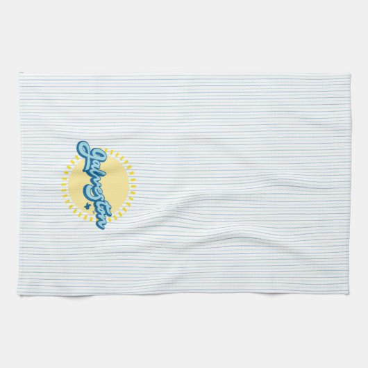 Galveston Island Texas met streep achtergrond Theedoek (Horizontaal)