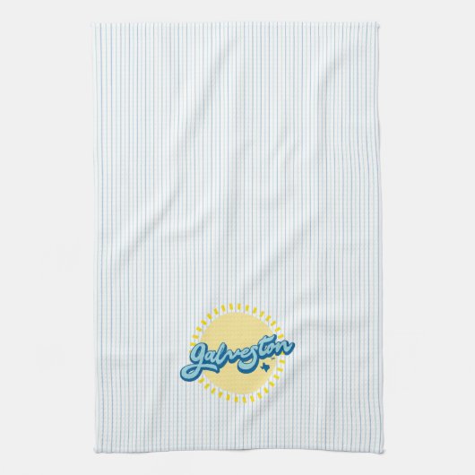 Galveston Island Texas met streep achtergrond Theedoek (Verticaal)