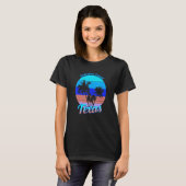 Galveston Island Texas Retro Tropical Palm Trees V T-shirt (Voorkant volledig)