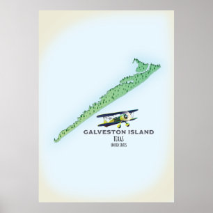 Galveston Island Texas USA kaart Poster