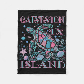 Galveston Island Tx Turtle Lover Colorful Beach So Fleece Deken