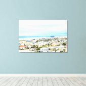 Galveston-kust, strand en stadsgezicht canvas afdruk (Insitu (Houten vloer))