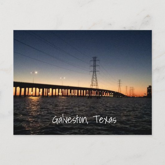 Galveston Night Time Skyline Briefkaart (Voorkant)