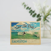 Galveston Save the Date Texas Surfing Aankondigingskaart (Staand voorkant)