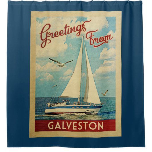 Galveston Shower Curtain Sailboat  Texas Douchegordijn (Voorkant)