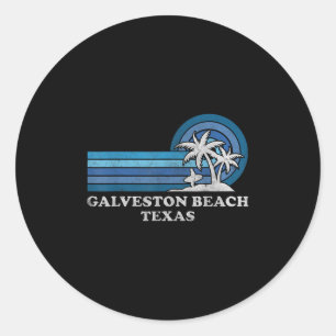 Galveston Strand Texas Familie Zomer Vakantie Vint Ronde Sticker