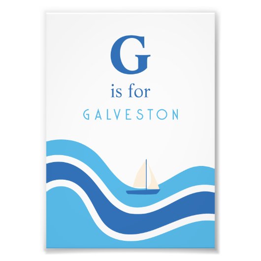 Galveston Texas Alphabet Kwekerij Decor Fotoprint Foto Afdruk (Voorkant)