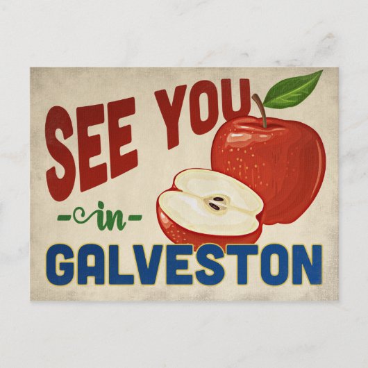 Galveston Texas Apple - Vintage Travel Briefkaart (Voorkant)