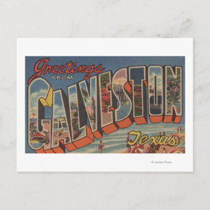Galveston, Texas - Grote letterscènes Briefkaart