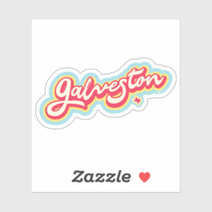 Galveston Texas kleurrijk, rood, blauw, geel Sticker