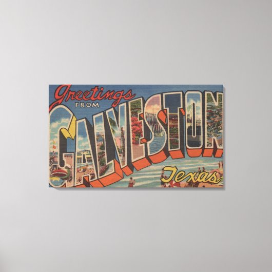 Galveston, Texas - Large Letter Scenes 2 Canvas Afdruk (Voorkant)