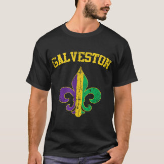 Galveston Texas Mardi Gras Fleur De Lis Symbol T-shirt
