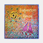 Galveston Texas Ocean Sailboat and Sun Magnet (Voorkant)