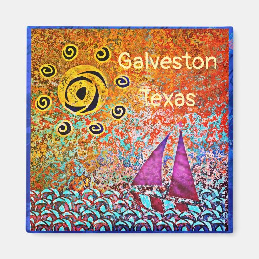Galveston Texas Ocean Sailboat and Sun Magnet (Voorkant)