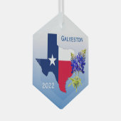 Galveston Texas, Outline & Bluebonnets Ornament (Voorkant Rechts)