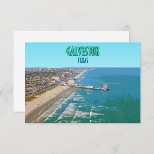 Galveston Texas Pier Shore platte Kaart (Voorkant / Achterkant)