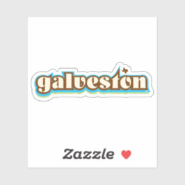 Galveston, Texas - retro, blauw, groen, bruin Sticker